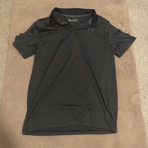 Under Armour Kids Black Striped Polo
